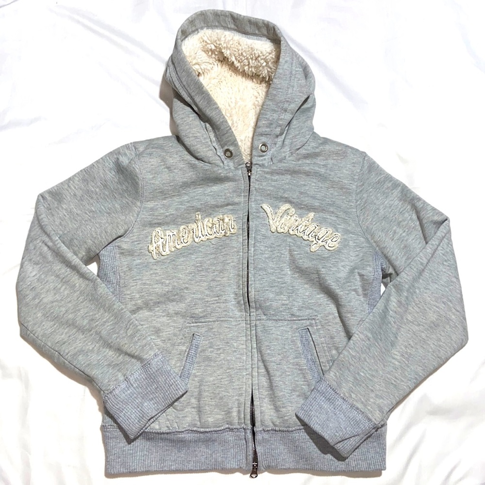 Freedom 2 Be American Vintage 2 way Zip Hoodie Jacket. Sherpa Lined. X-Large.